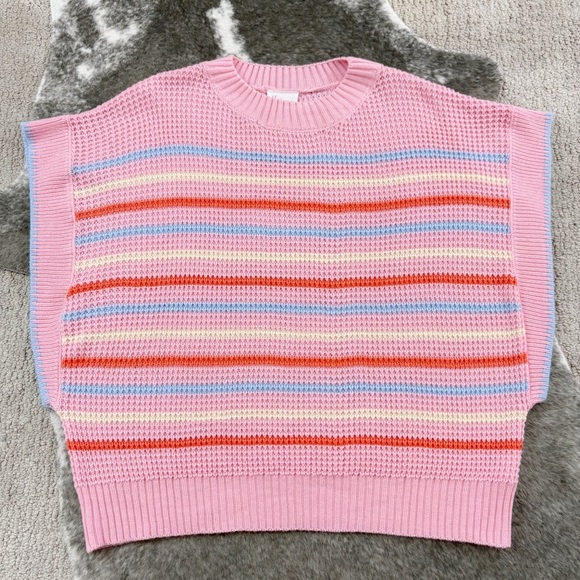 Kori America Pink Striped Knit Sweater Medium - Picture 5 of 10